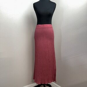 Peace Love World Skirt Women's 1X Pink Crinkle Satin Pull-On Boho Cottagecore
